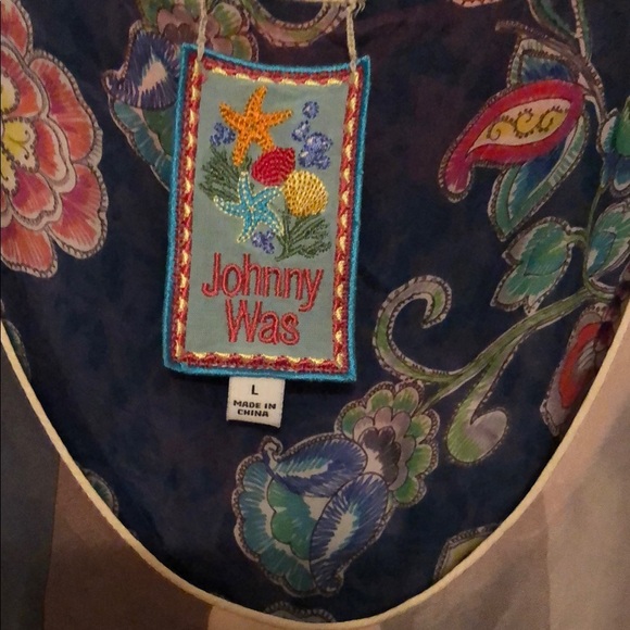 Johnny Was Graphic Blue and Red REVERSIBLE Sleeveless Tank - Picture 2 of 6